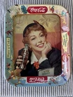 Vintage 1950 Coca-Cola Red Hair Girl w/Hat Advertising Serving Tin Tray Coke