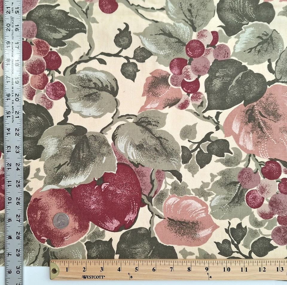Apples Grapes Leaves Allover Screen Print Scotchgard Mill Creek Fabrics 3+ YDS - Image 2 of 4