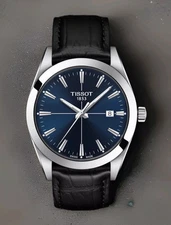 Tissot Gentleman Watch Blue Dial Black Leather Strap T127.410.16.041.01