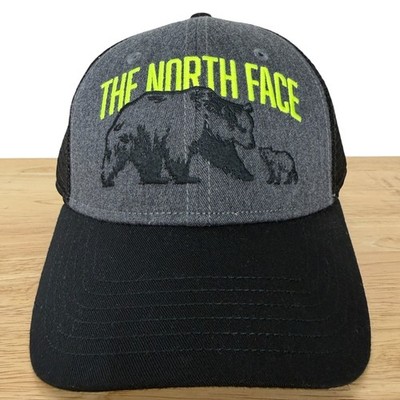 NEW The North Face Mudder Trucker Hat Mens ONE SIZE Grey Black Bear Snapback