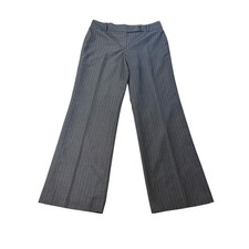 Ann Taylor Signature Fit Charcoal Grey Pinstripe Wide Leg Dress Pants Size 6
