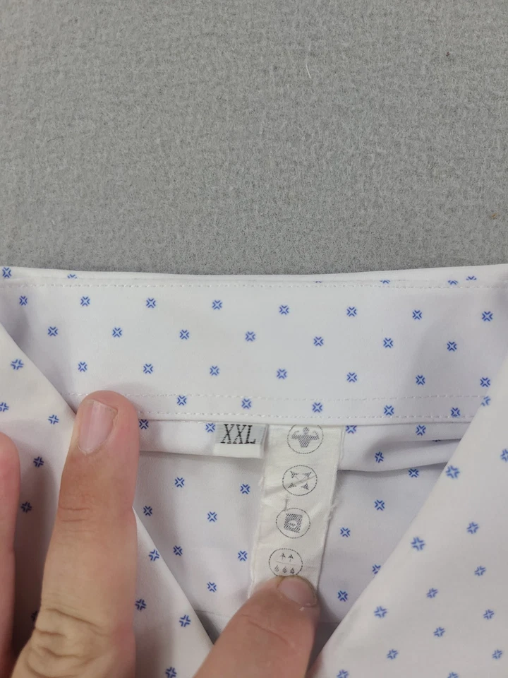 Camisa State & Liberty Para Hombre 2XL Blanca Lunares Rendimiento Ligera Elastizada Foto 3 de 4