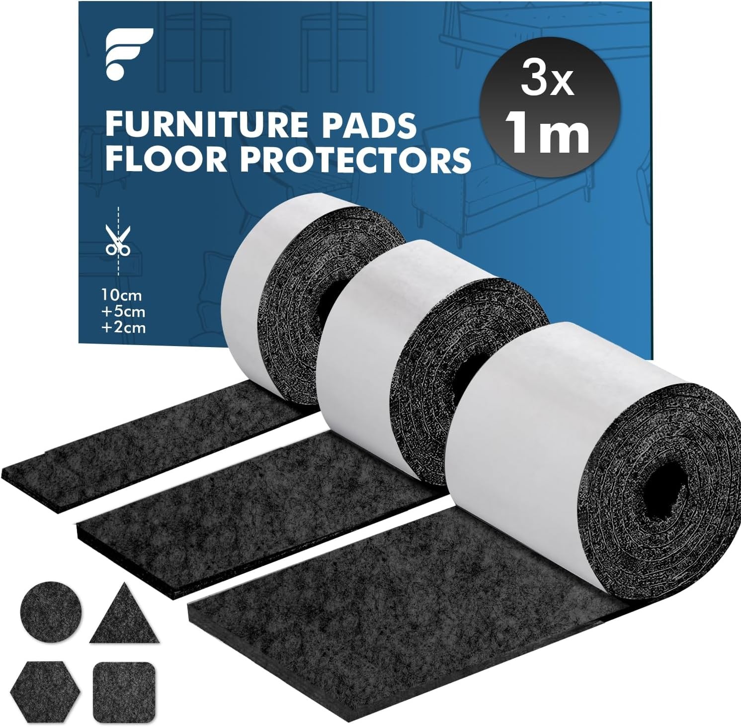 Furniture Pads Floor Protectors 3x1M, Felt Pads For Furniture Feet Chair Leg, S