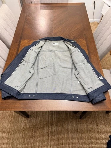 Tellason Raw Denim Jacket White Oak Cone Denim Zip Up Mens Size L image 9