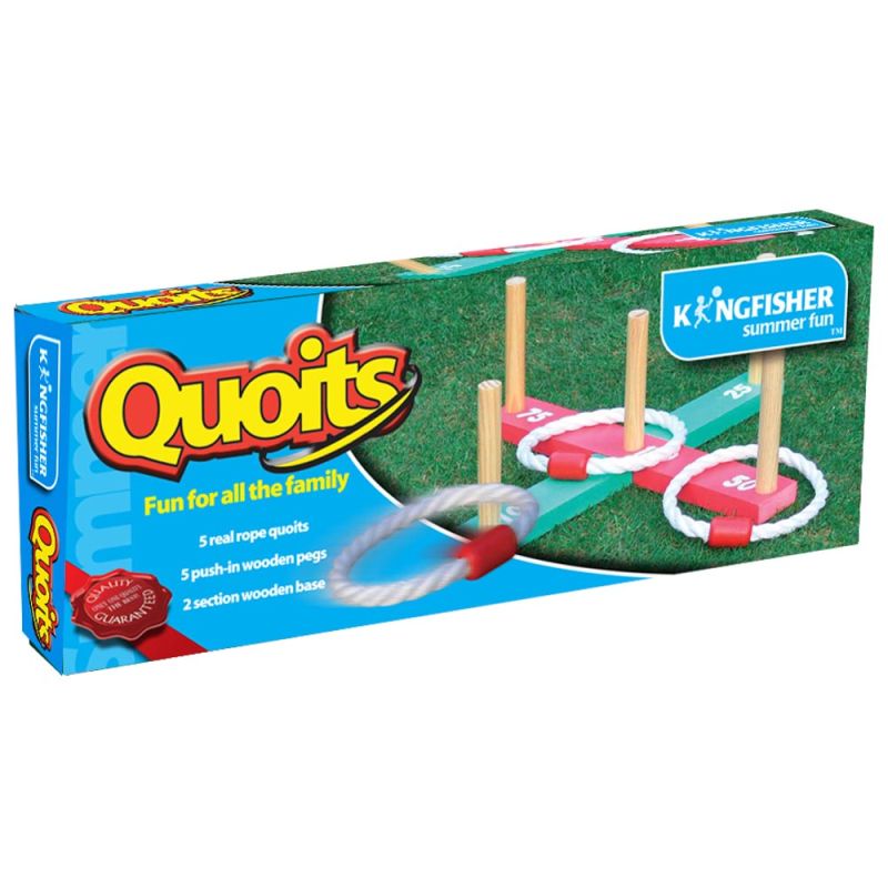 Wooden Quoits Ring Toss Game 5 Rope Rings Garden Outdoor Kids Family ...