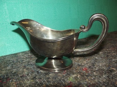 Sauciere, Saucenschälchen,  alt, Metall, versilbert, Patina