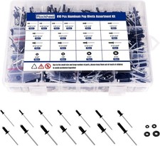 810pcs Pop Rivet Assortment Kit, Black Rivets 3/32" 3/16" 14 Sizes with Washers