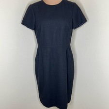 Boden Wool Blend Dress w Pockets 10 Womens Black Shift LBD Winter Work Chic Zip