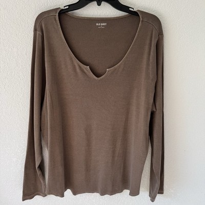 Perfect Basic Brown Old Navy Henley Shirt Size 3X Fall Capsule Wardrobe Classic