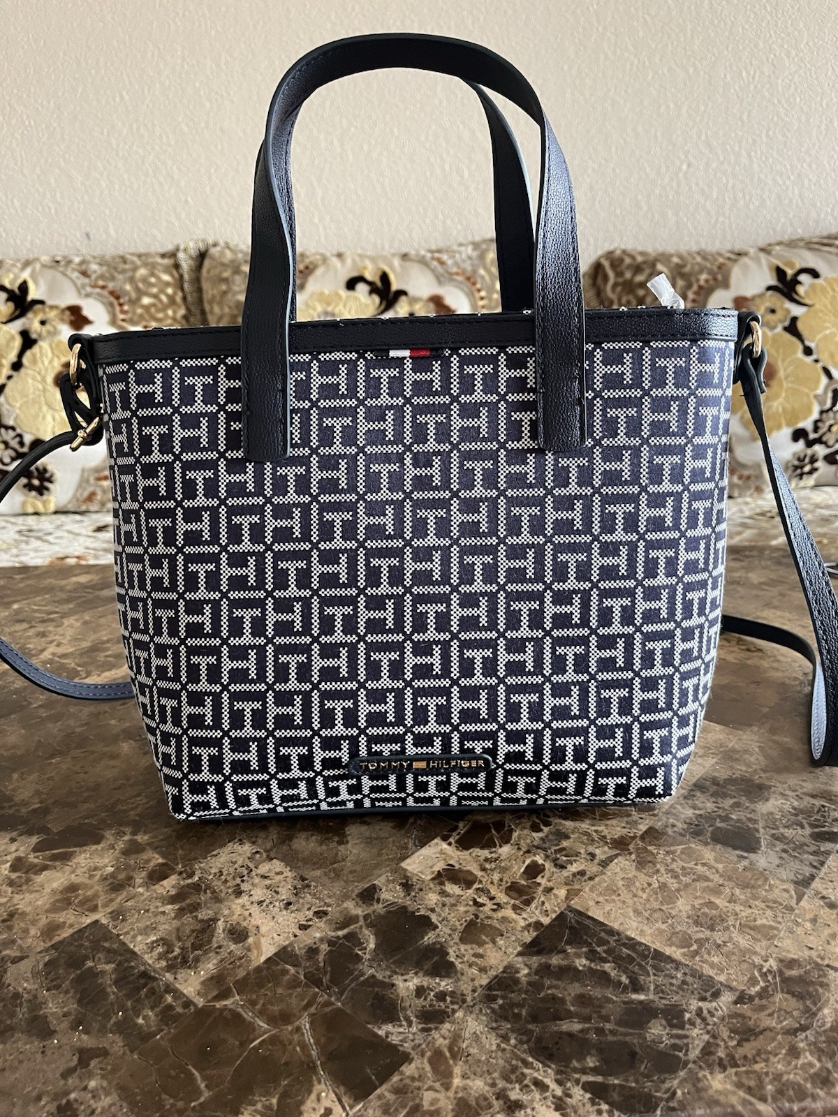 Tommy Hilfiger TH Monogram Jacquard Tote Bag for Women Stylish Carryall