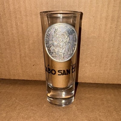 Vintage Cabo San Lucas 4'' Shooter Shot Glass w/ Silver Medallion