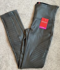 NWT Spanx Faux Leather Moto Leggings Gunmetal Size Small 110 Retail WOW