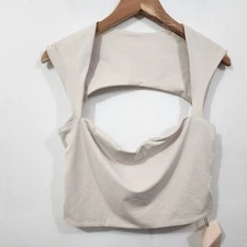 SHEIN BAE Sweetheart Neck Solid Tank Top Beige NEW Womens L Stretch Knit