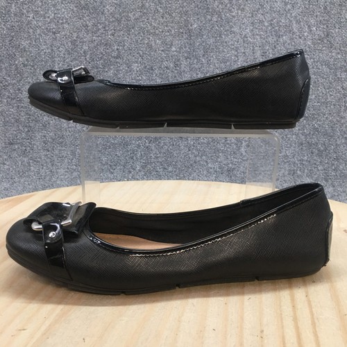 Christian Siriano Shoes Womens 10 Casual Slip On Ballet Flats Black Faux Leather