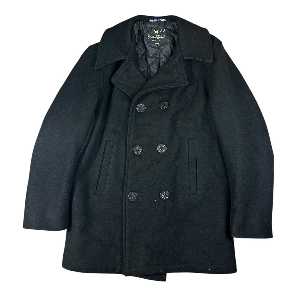 Spiewak Golden Fleece Peacoat Black wool reefer jacket USN made in