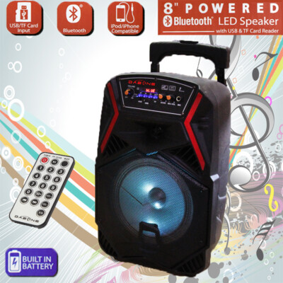 8'' BT Party Speaker System Bluetooth Big Led Portable Stereo Tailgate Loud USA