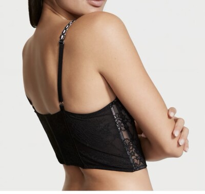 Victoria's Secret Intimates & Sleepwear | Victoria's Secret Lightly Lined Heritage Ribbon Slot Bra Top- Medium-Dd | Color: Black/Pink | Size: M |