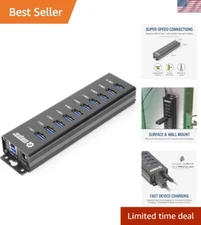 10-Port USB 3.2 Gen 1 Charging Hub with 5Gbps Speed for Seamless Connectivity
