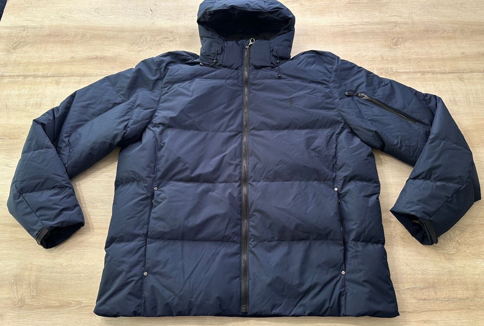 Polo Ralph Lauren uomo B&T giacca cappotto blu 4XLT piccolo pony cappuccio puffer