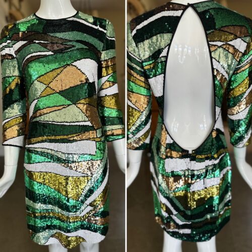 Emilio Pucci 2009 Sequin Mini Dress with Keyhole Back as Seen on Stella Tennant - Picture 2 of 9