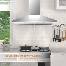 SNDOAS 30 Inch Wall Mount Range Hood 500CFM Stainless Steel 3 Speed Kitchen Vent