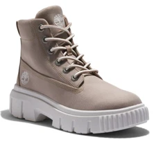 Timberland Greyfield Women's Lace-Up Combat Ankle Boots Beige Canvas Size 9