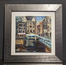 Heleen Van Lynden 'Amsterdam Canal'  Original Oil Painting Signed & Framed COA