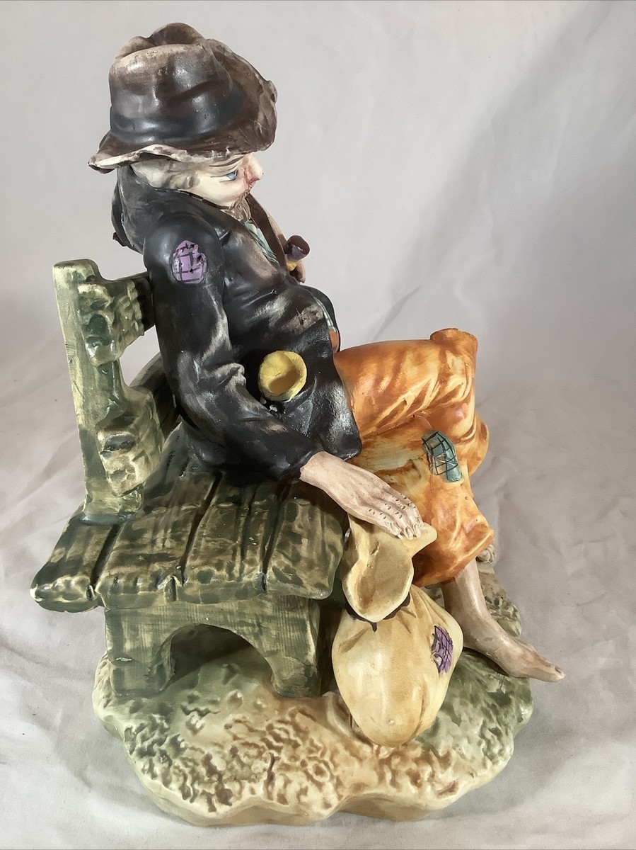 Vintage 10” Capodimonte Style Italian Figurine Man Wino Drunk Hobo