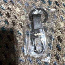 Saab Key Chain - Leather Metal Clasp - Laser Engraved Saab Logo - Rare Saab Key Chain - Leather Metal Clasp - Laser Engraved Saab Logo - Rare
