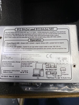 New Extron Electronics P/2 DA2xi VGA Distribution Amplifier & Cables/Accessories