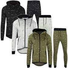 New Mens Slim Fit Kids Spot Smudges Tracksuit Fleece Jogging Bottom Hoodie S-XL
