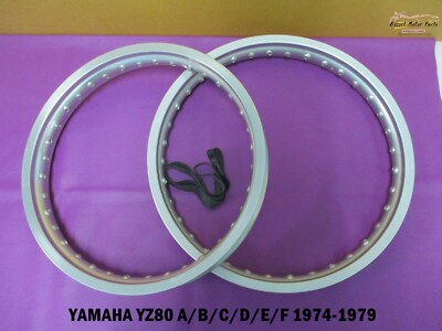 Fit YAMAHA YZ80 A/B/C/D/E/F 74-79 ALUMINIUM  SILVER F & R WHEEL RIM SET [ES866]
