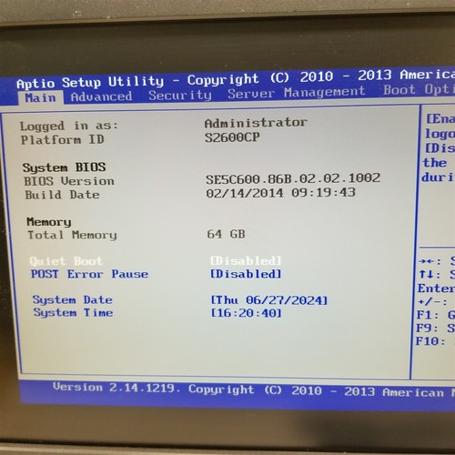 Intel S2600CP Server Board PBA G50768-512 LGA2011 2* E5-2640v2 2.4GHz 64GB RAM - Photo 2/6