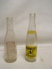 Lot of 2 PA Soda Bottles Kramer's Beverages Mt Carmel Wert Beverages Tipton 7 oz
