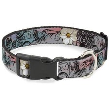 Plastic Clip Collar - Flowers w/Filigree Pink - 1" Wide - Fits 15-26" Neck - ...