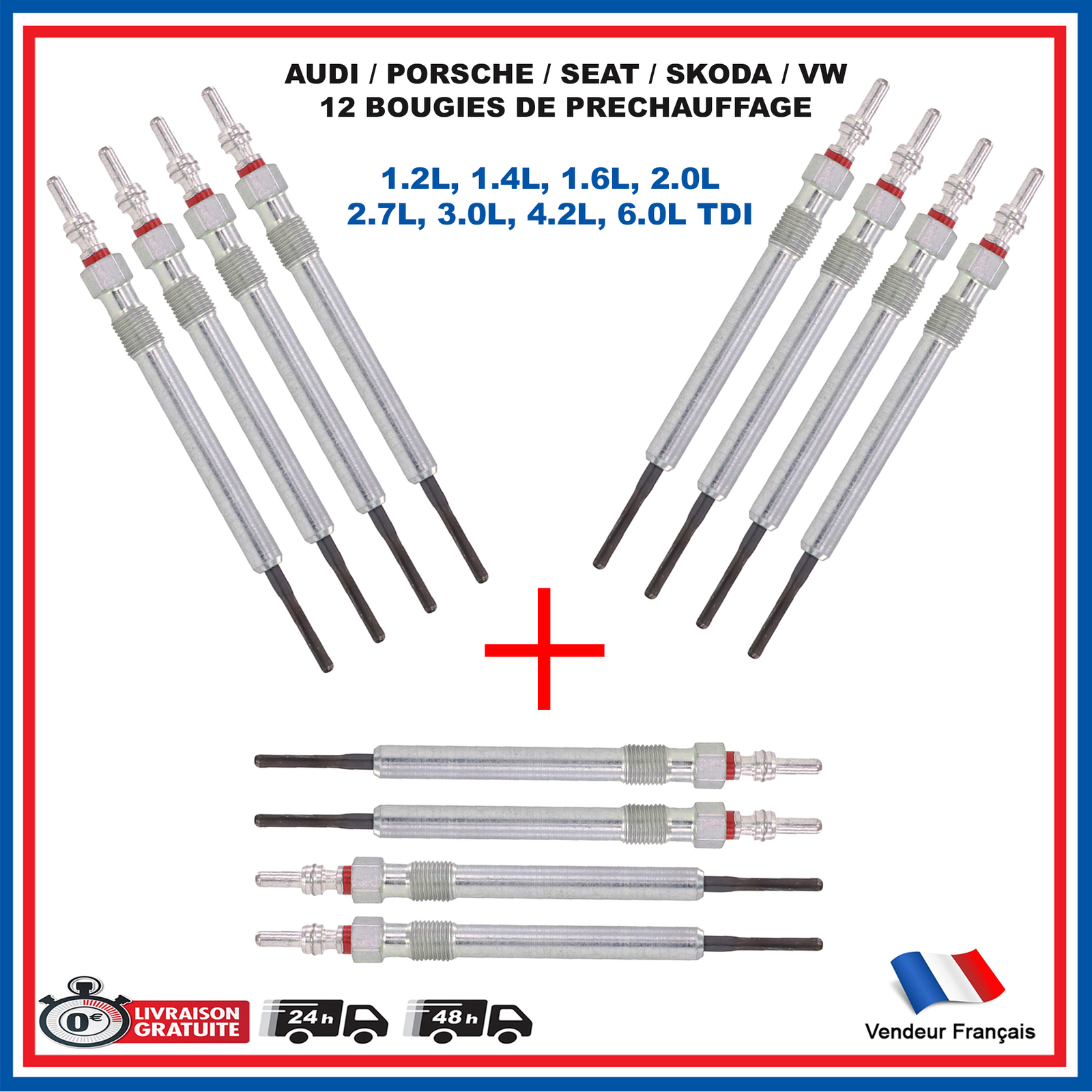 Bougie de Préchauffage MGP0020 de Qualité Standard Allemande pour Moteur