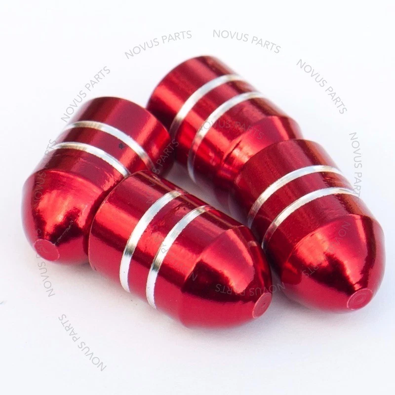 For Lexus IS350 LS460 ES350 4pcs Red Valve Stem Cover Bullet shape Fits All Rim - Image 2 of 4