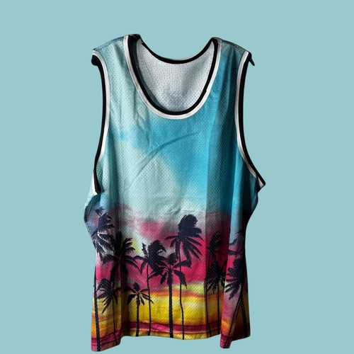 No Boundaries Mesh Tank Palm Trees Size 3XL (54-56) Tropical Theme. New