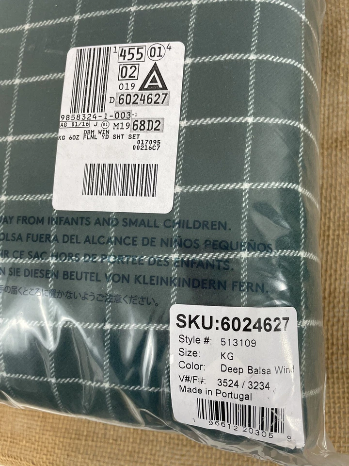 🆕️Juego de sábanas de franela de algodón portugués Supima Lands End King Green Pld 6 oz Foto 3 de 3