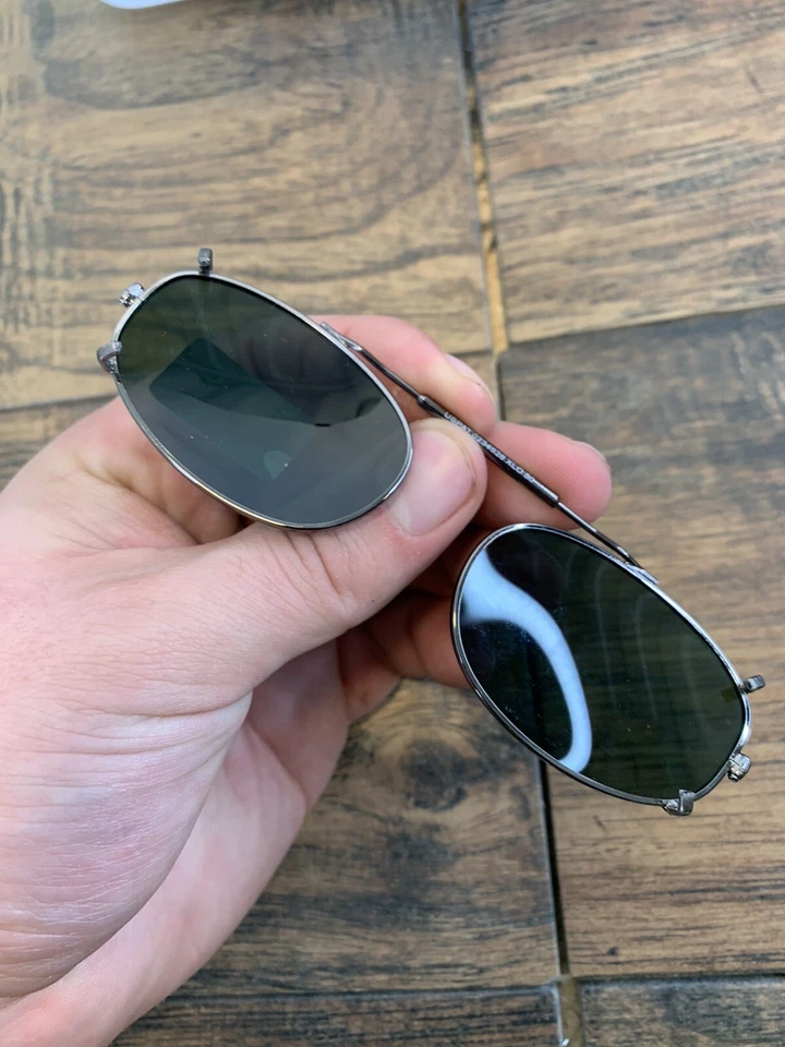 Gafas de sol vintage doradas de metal ovaladas con clip 50 mm G123 Foto 4 de 4