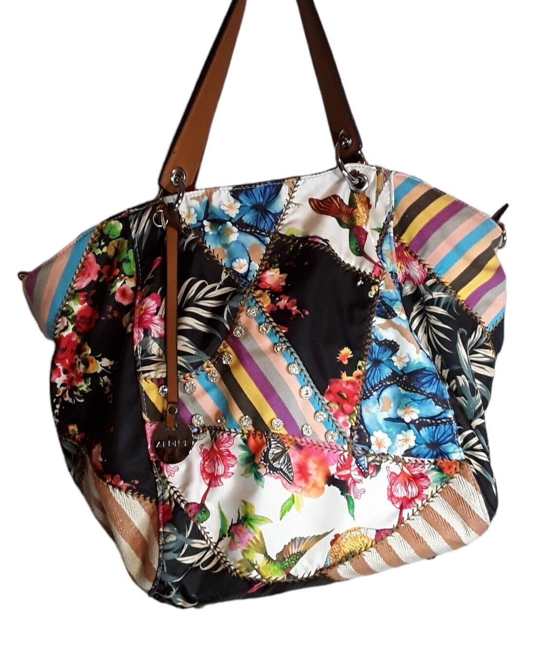 Large Colorful Patchwork Soft Sided Tote Bag ALPI… - image 2