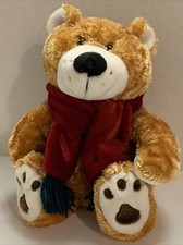 Dan Dee Collectors Choice Plush Golden Tan Teddy Bear 14 Tall Red Scarf Soft