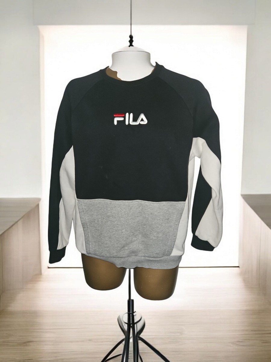 FILA Mens Black, Gey White Jumper Size S