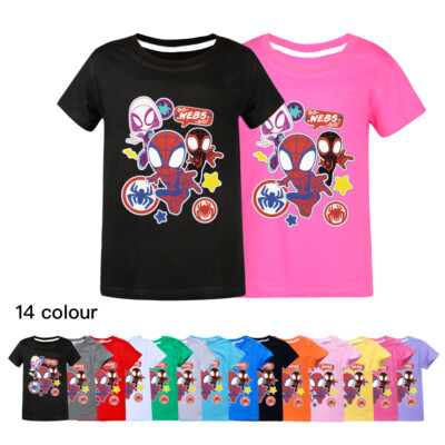 Kinder Mädchen Jungen Spiderman Stacy Gwen T-Shirt Sommer Casual Kurzarm Tops