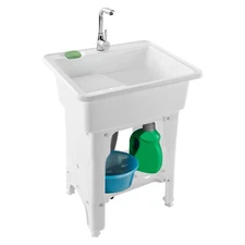 Laundry Utility Sink Freestanding Outdoor Washing Tub Wash Station Sink & Faucet