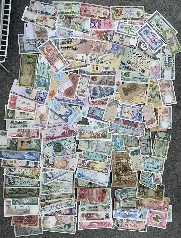 Lot of World Currency Foreign Banknotes Money