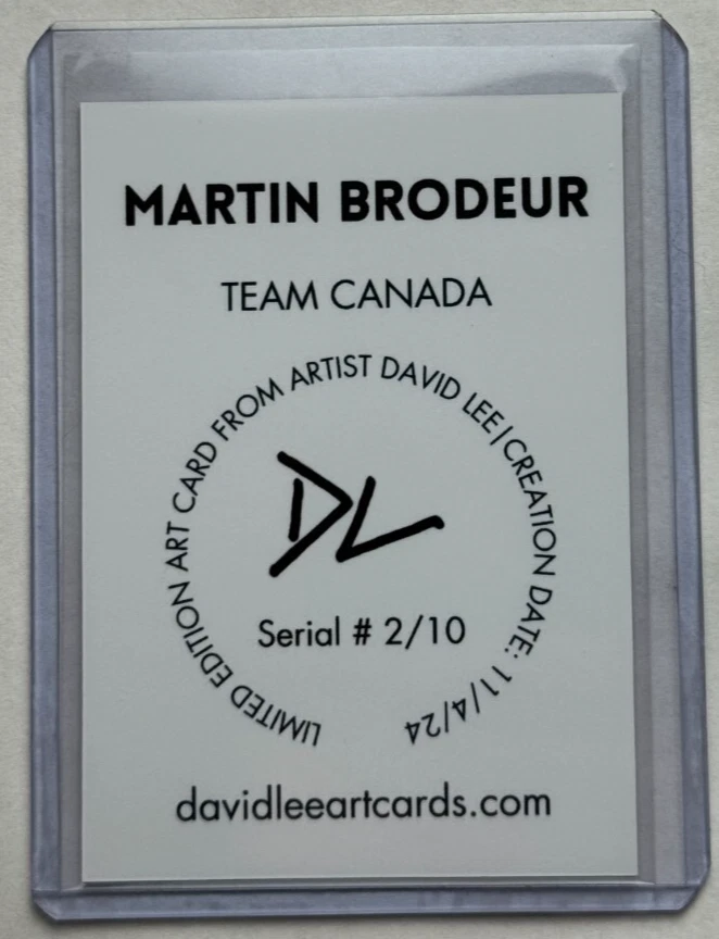 Tarjeta coleccionable Martin Brodeur edición limitada firmada por artista "Team Canada" 2/10 Foto 2 de 2
