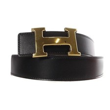 Hermes Constance H Belt Leather E Stamp Black Women's