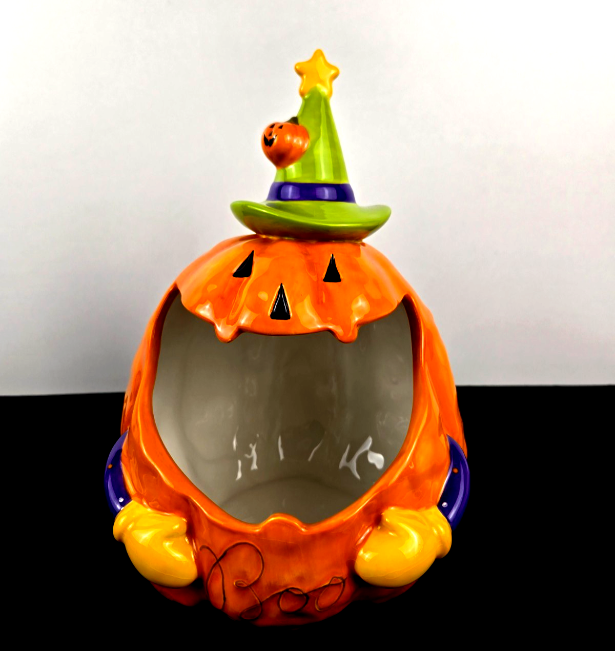 Ceramic Jack O Lantern Halloween Pumpkin Witch 12