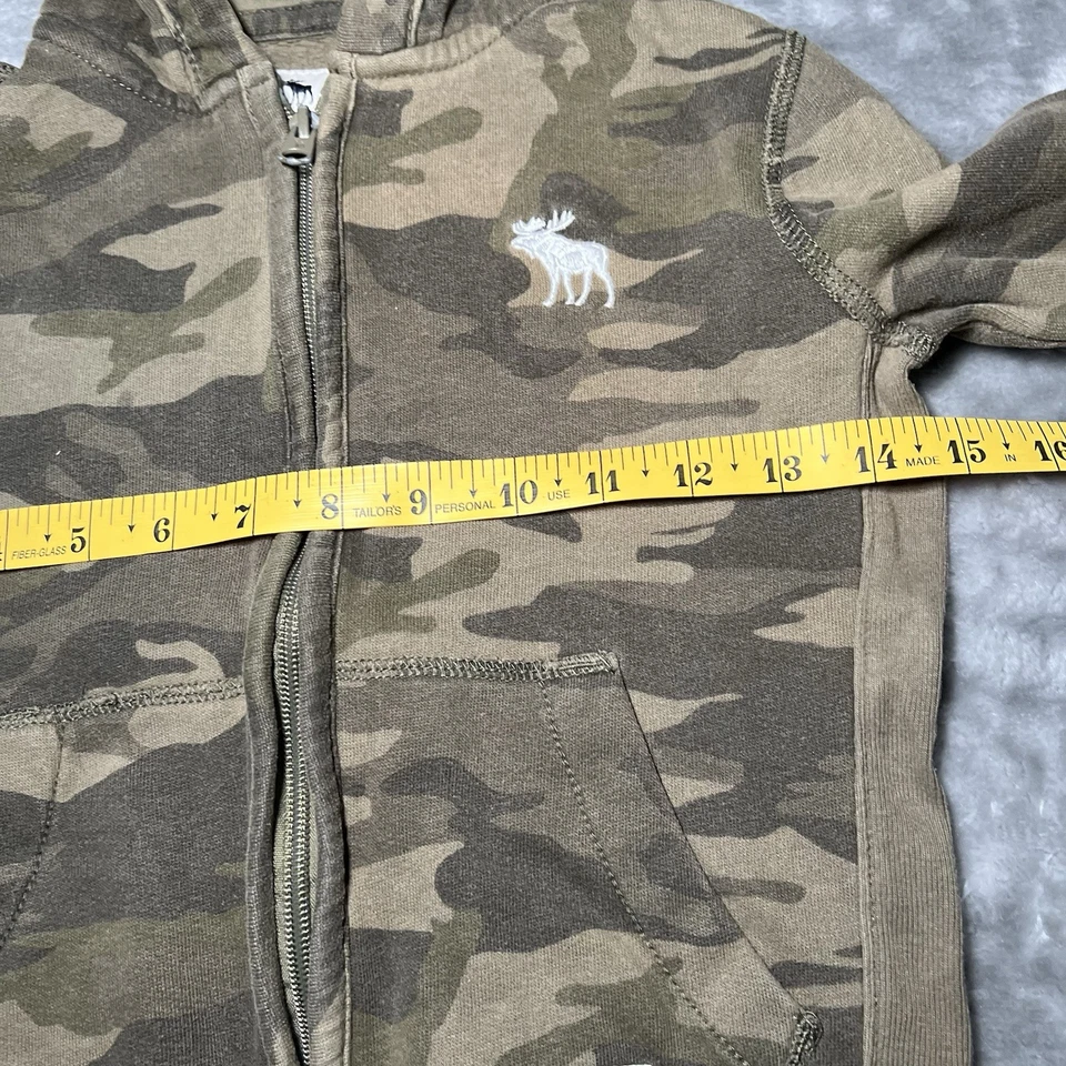 Abercrombie Kids Size 5/6 Hoodie Green Camo Fleece Zip Pullover Y2K - Image 3 of 4